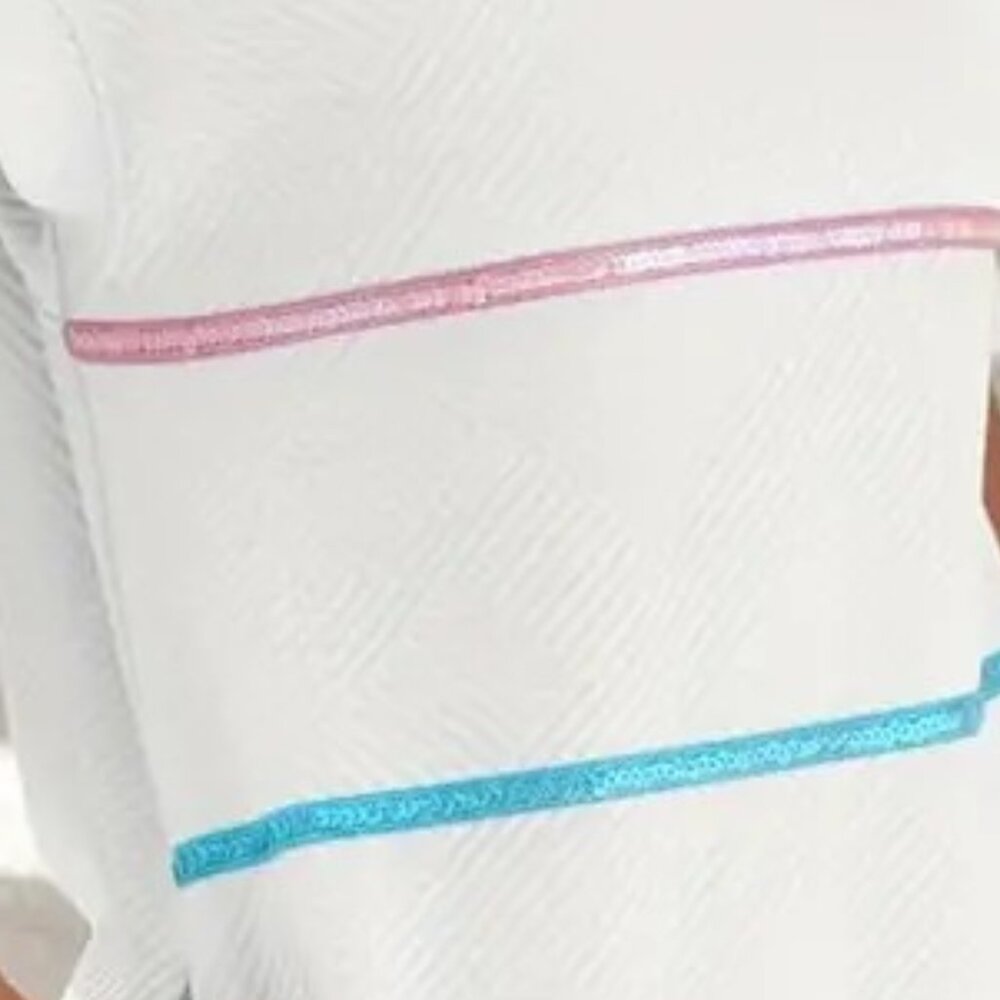 Elegant White Dress with Colorful Stripes - Picture 4 of 4